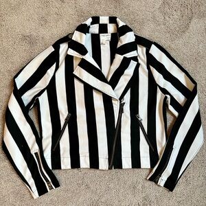Black & White Striped Moto Style Jacket Beetlejuice 🖤🤍